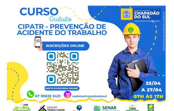 Imagem de compartilhamento para o artigo Chapadão do Sul oferece treinamento gratuito de Prevenção de Acidentes de Trabalho da MS Todo dia